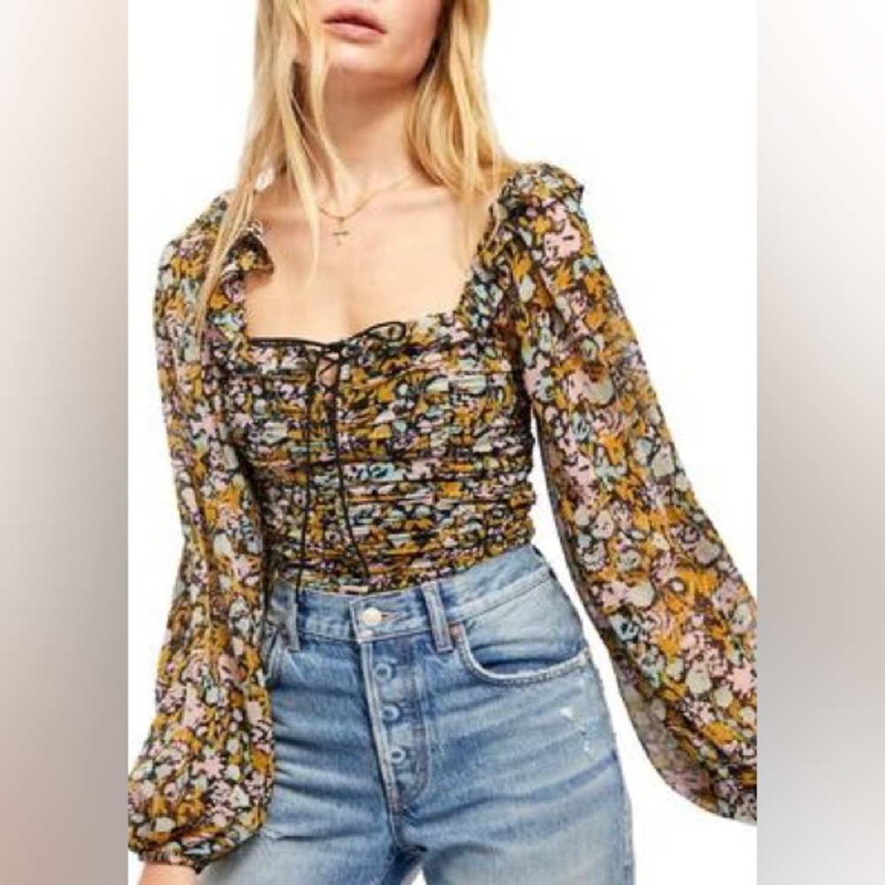 Free People Mabel Floral-Print Blouse